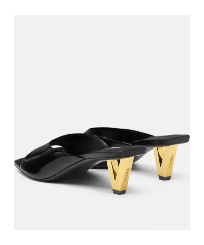 Square-Toe Slip-On Heeled Sandals