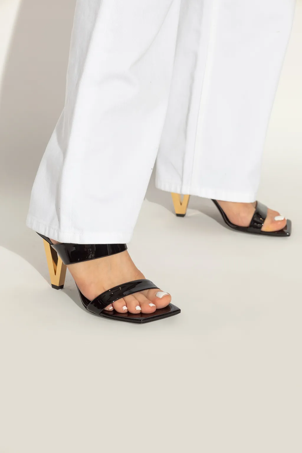 Square-Toe Slip-On Heeled Sandals