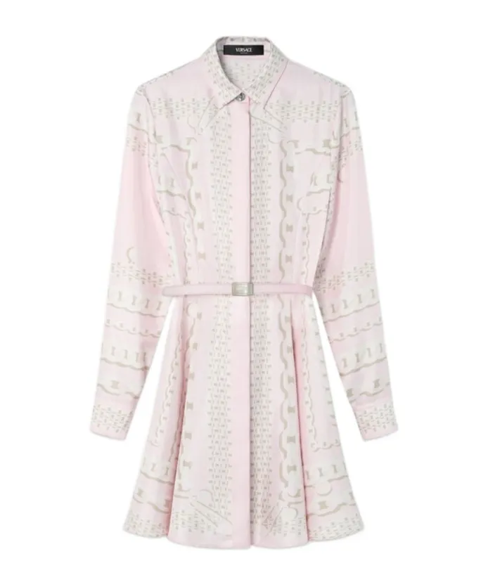Chain-Printed Belted Mini Dress