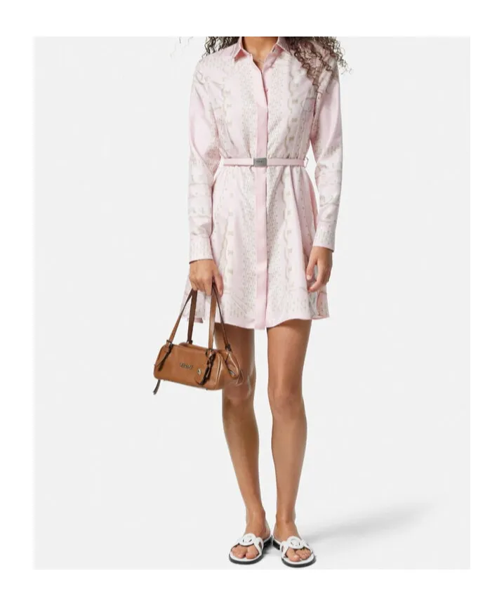 Chain-Printed Belted Mini Dress