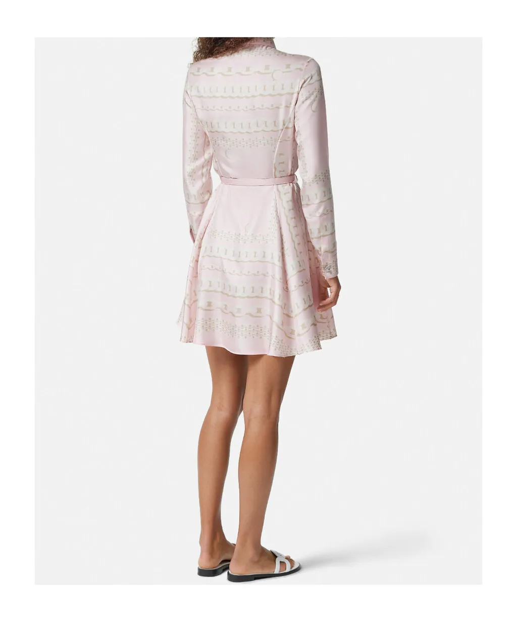 Chain-Printed Belted Mini Dress