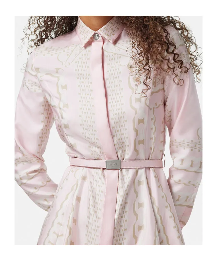 Chain-Printed Belted Mini Dress