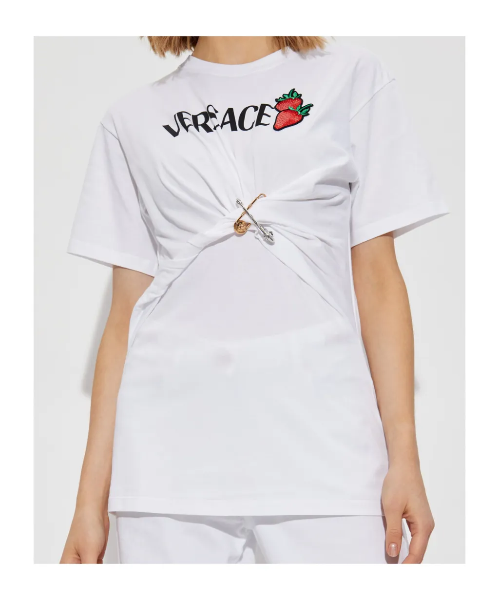 Safety-Pin Detailed Crewneck T-Shirt