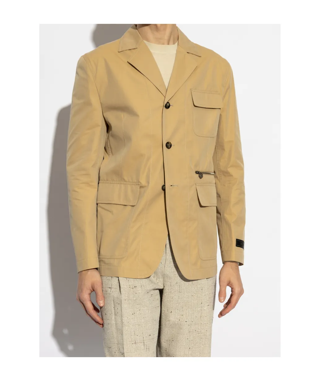 Flap-Pocket Single-Breasted Tailored Blazer