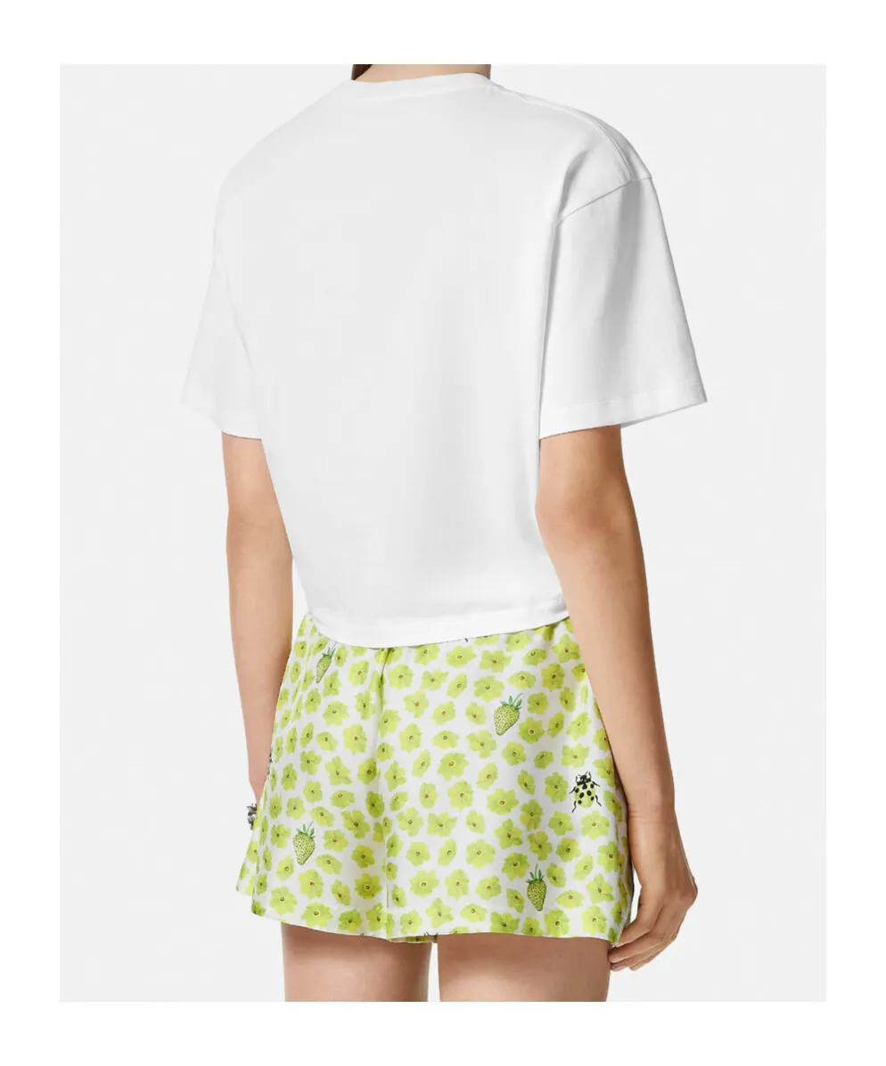 Strawberry-Motif Safety-Pin Detailed T-Shirt
