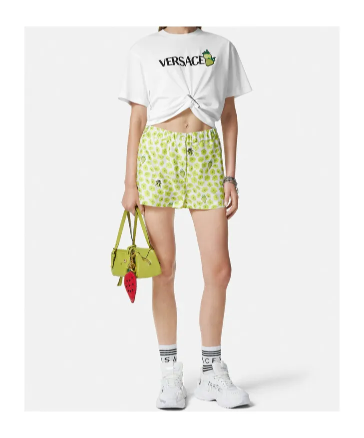 Strawberry-Motif Safety-Pin Detailed T-Shirt