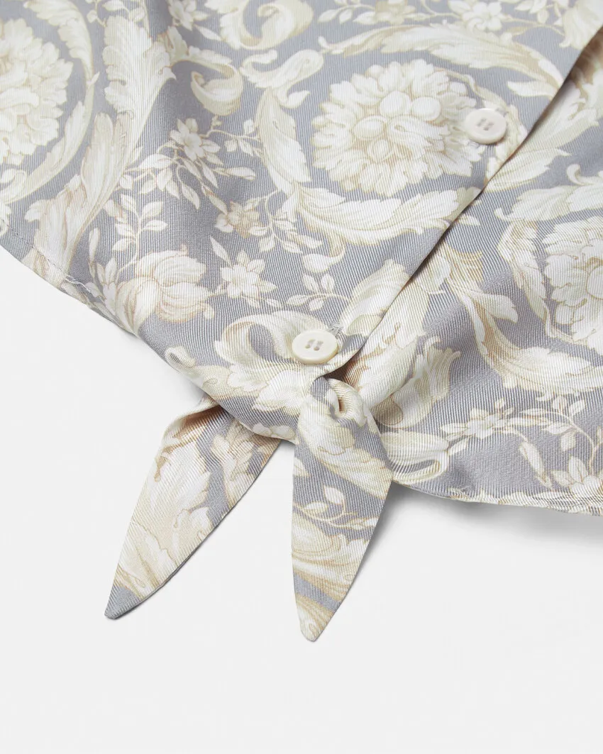 Barocco-Printed Buttoned Cropped Shirt