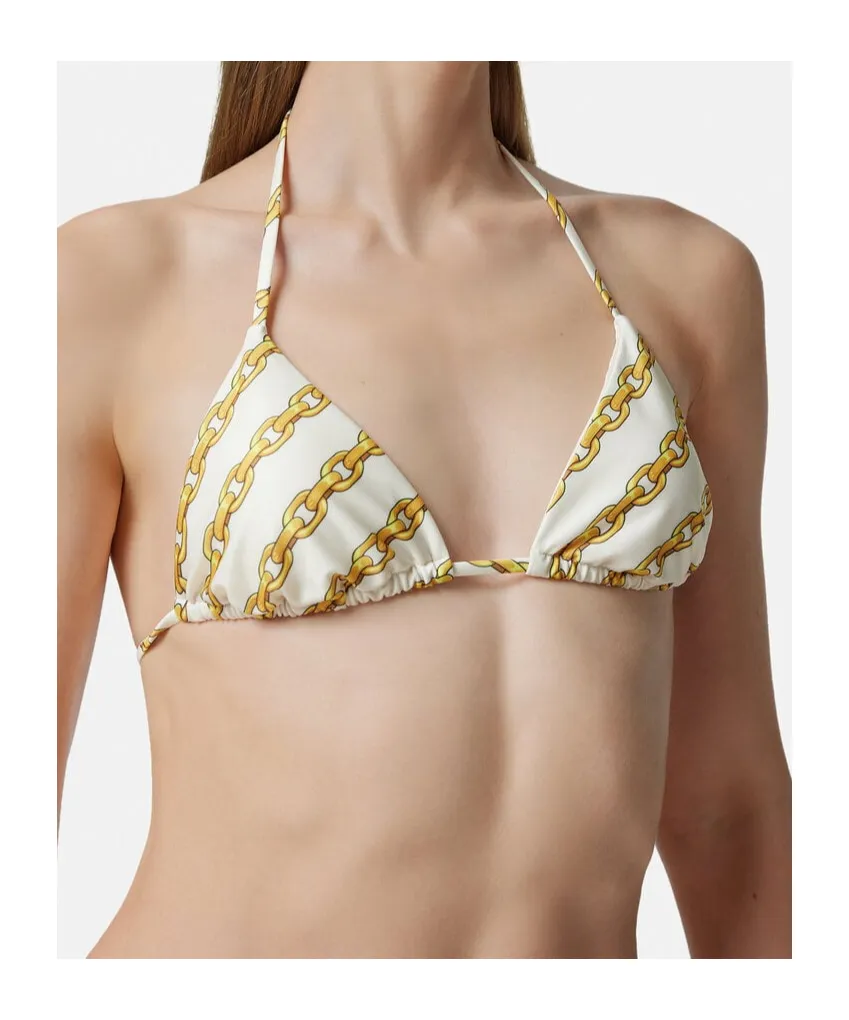 Logo Triangle-Cup Tie-Fastened Bikini Top