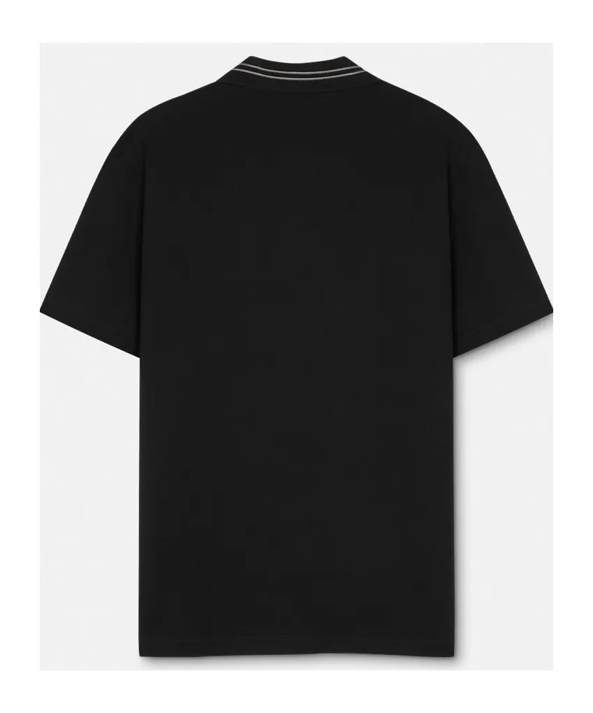 Medusa-Embroidered Short-Sleeved Polo Shirt