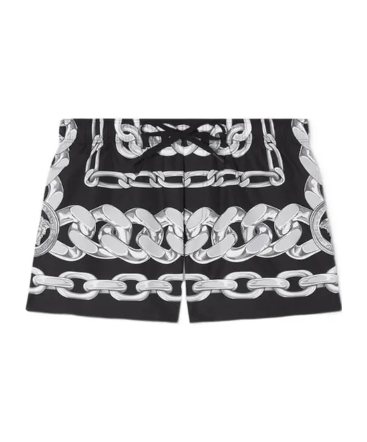 Medusa Chain Printed Drawstring Swim Shorts
