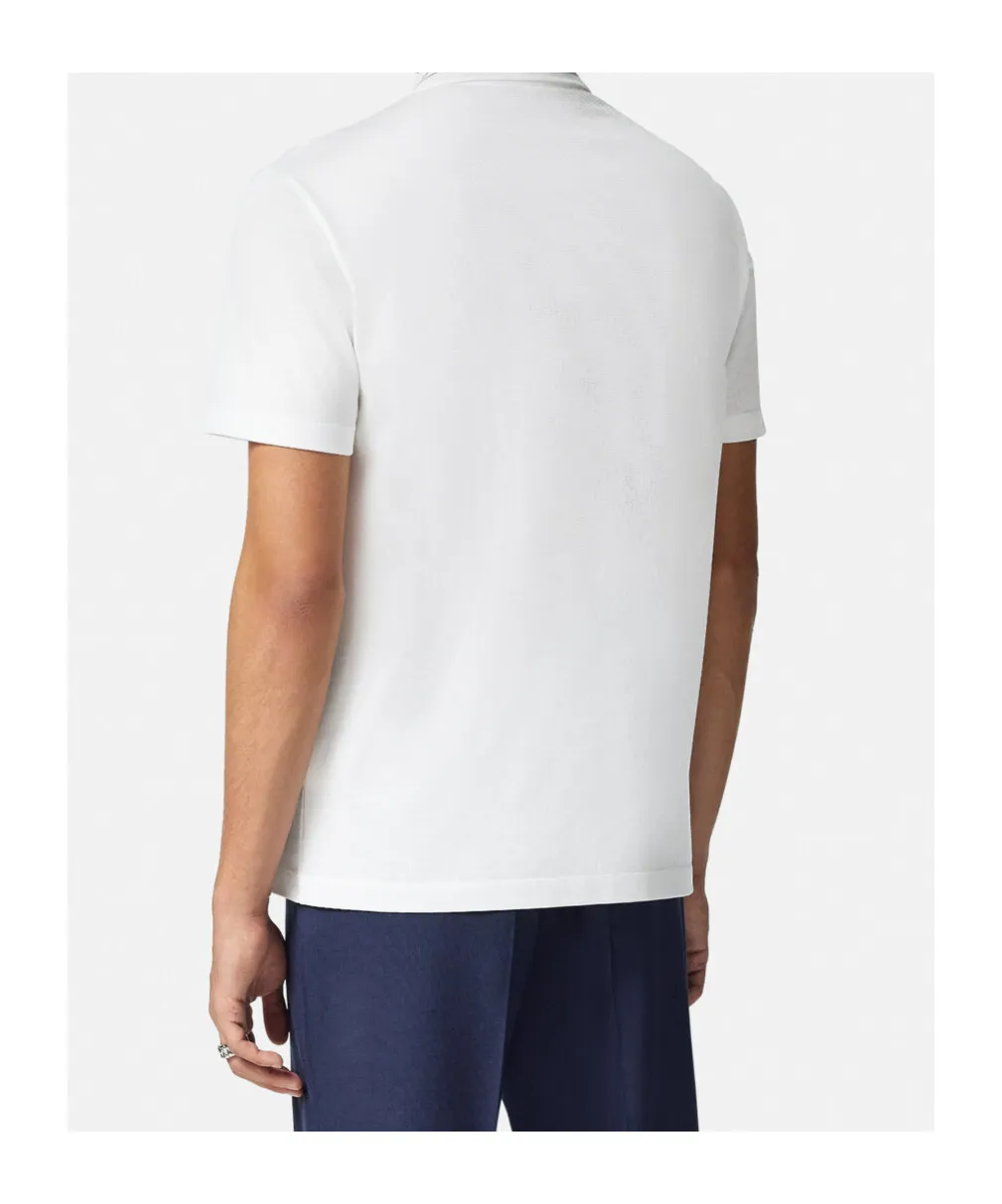 Medusa-Embroidered Short-Sleeved Polo Shirt