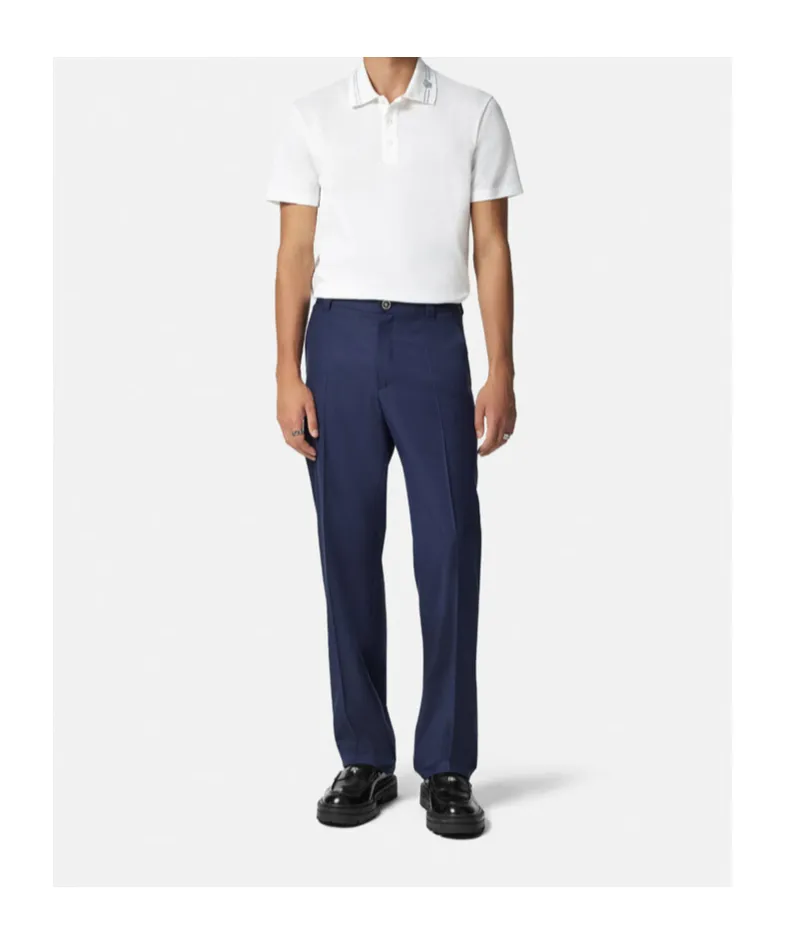 Medusa-Embroidered Short-Sleeved Polo Shirt