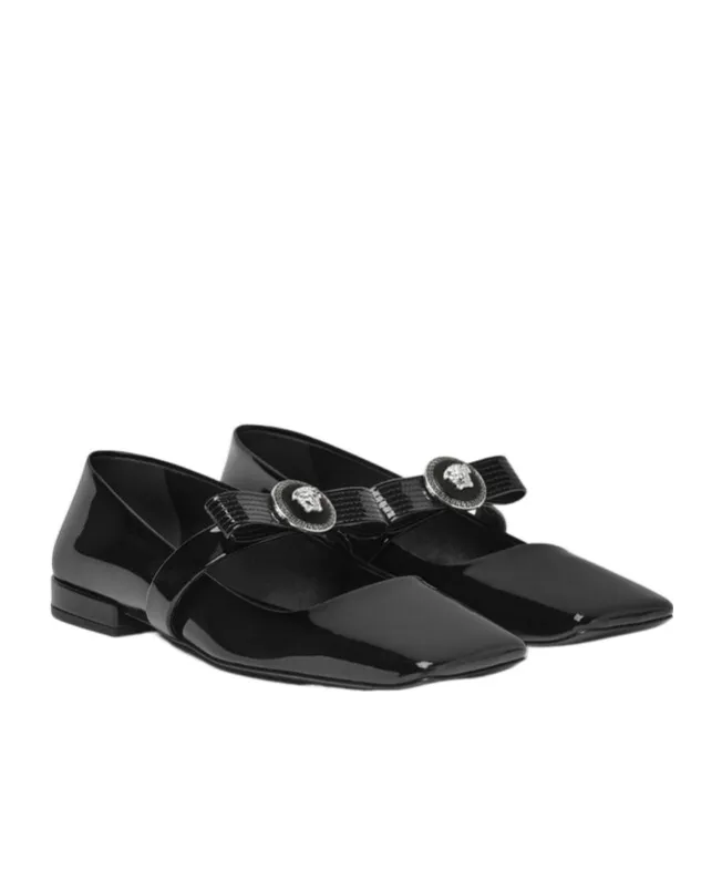 Gianni Ribbon Square-Toe Ballerina Shoes