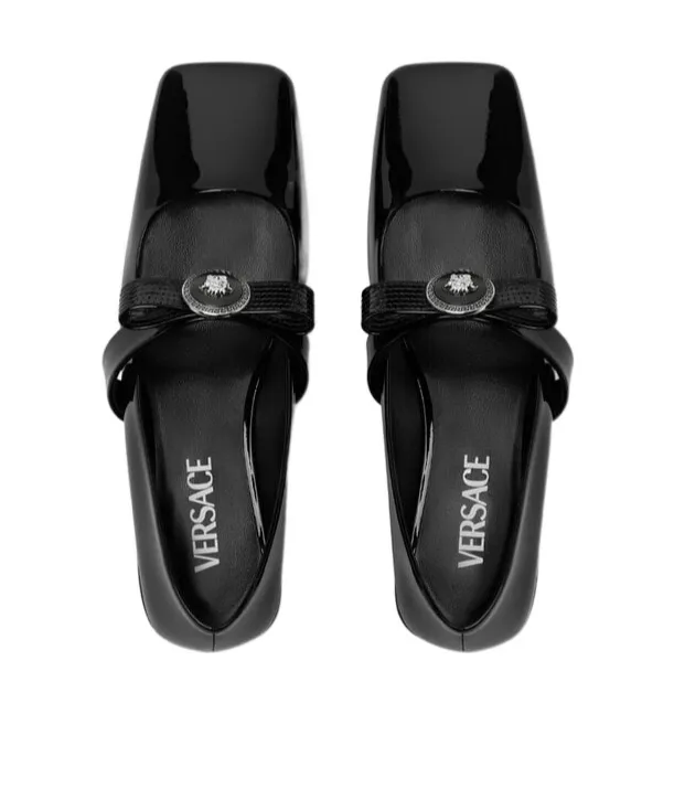 Gianni Ribbon Square-Toe Ballerina Shoes