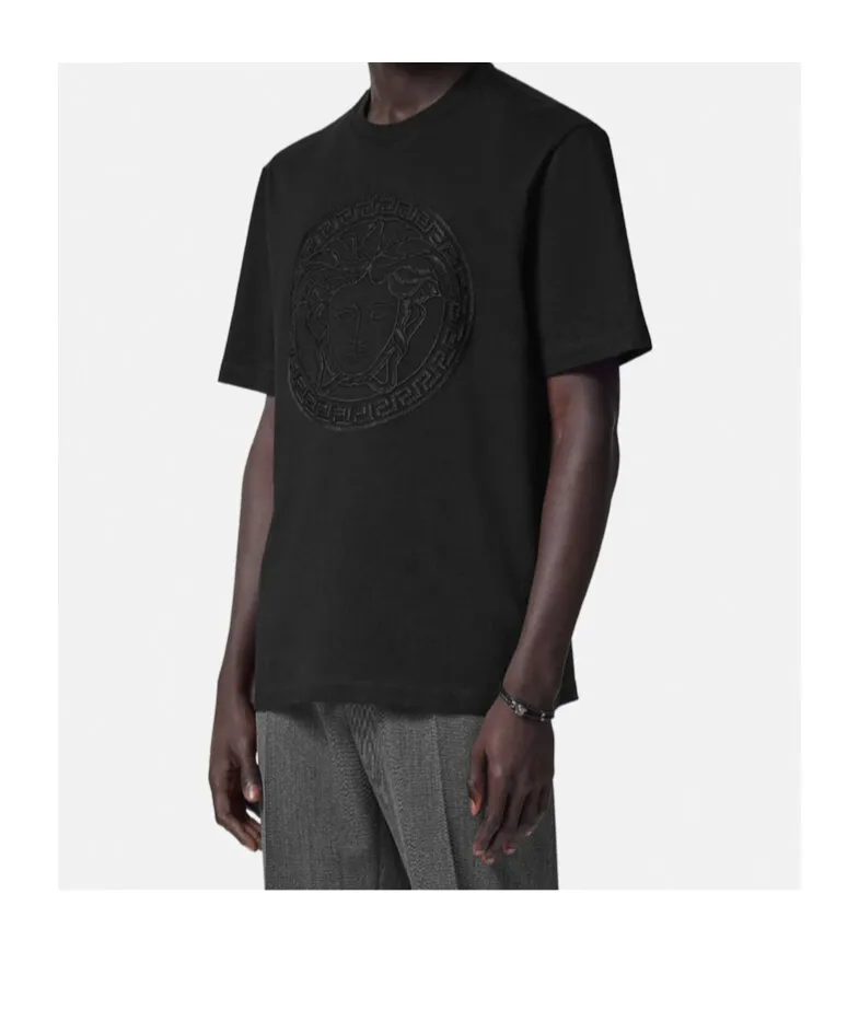 Medusa-Embroidered Crewneck T-Shirt