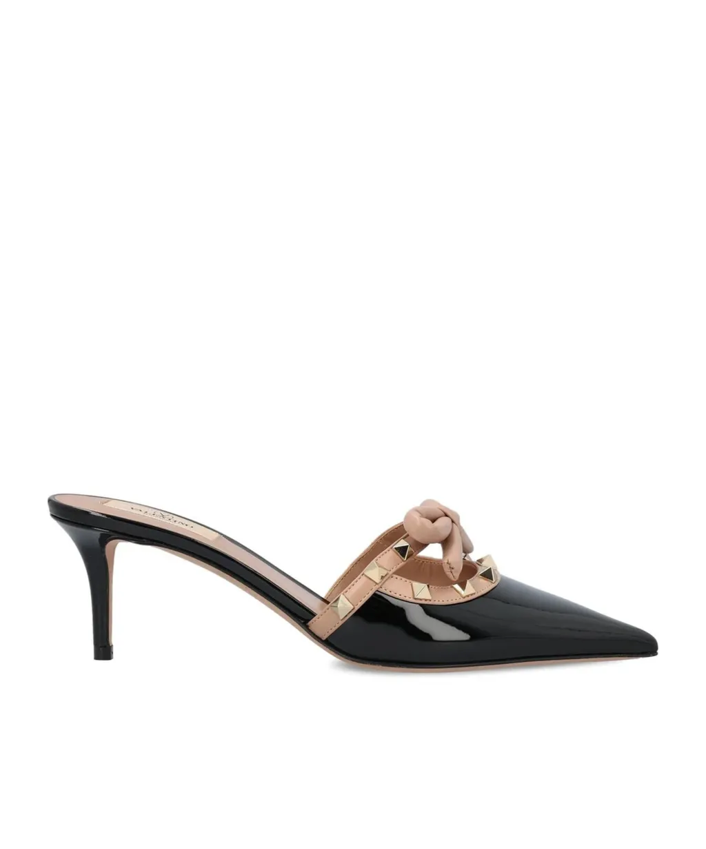 Rockstud Bow Detailed Pointed Toe Pumps