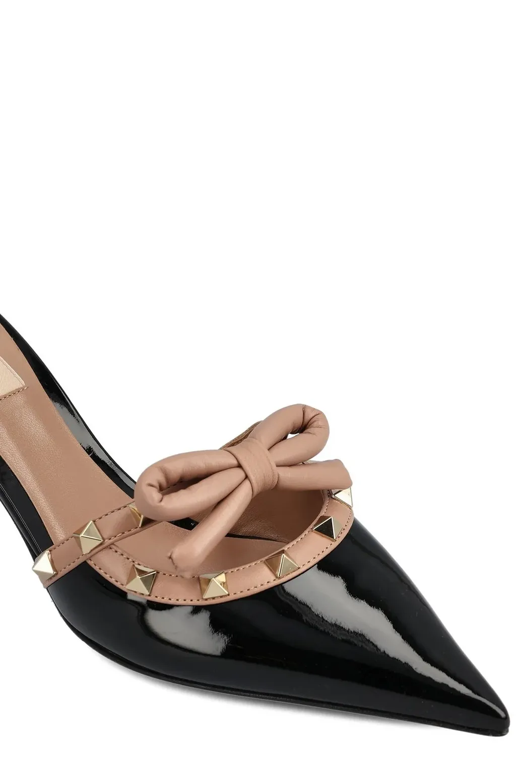 Rockstud Bow Detailed Pointed Toe Pumps