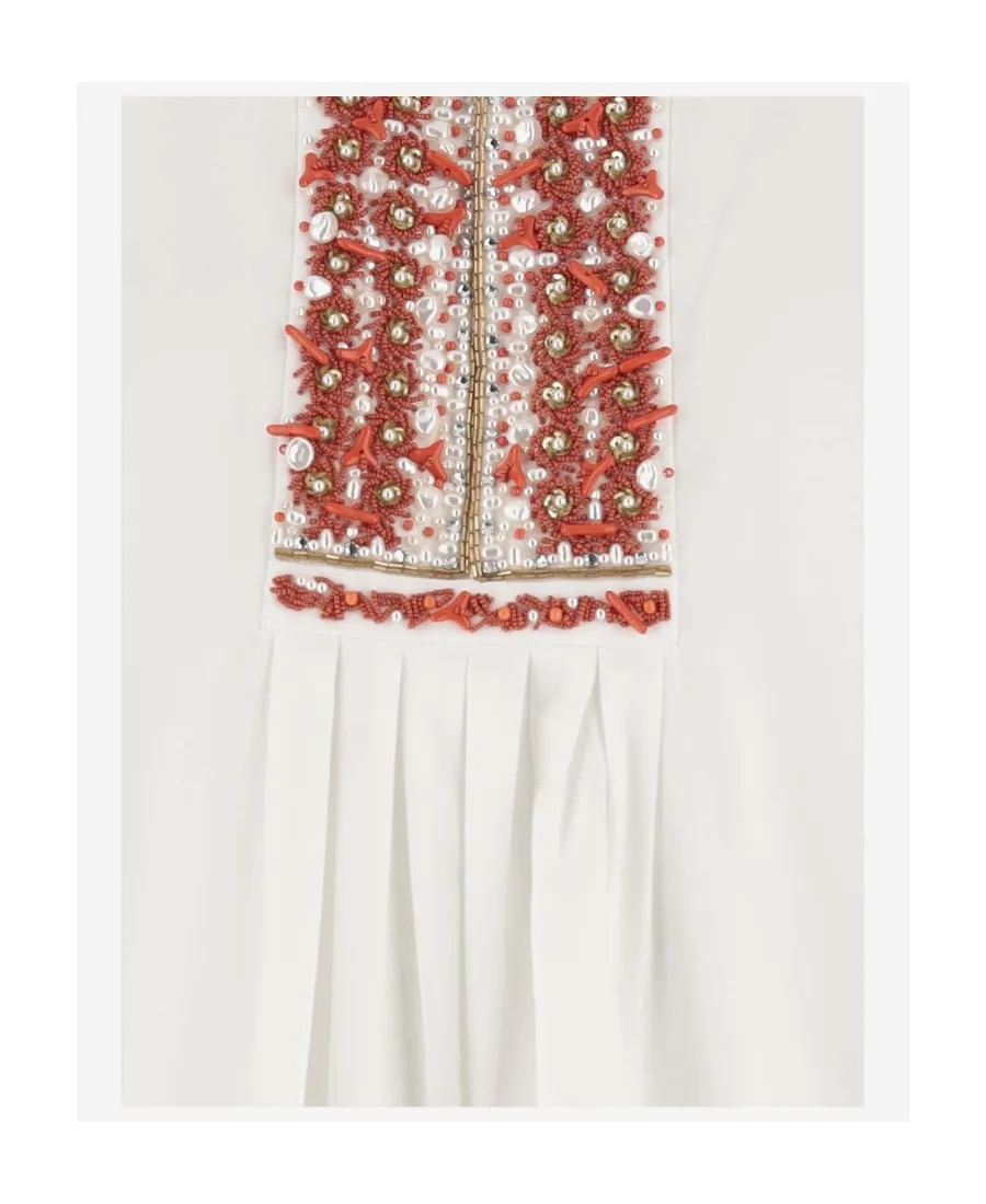 Bead Embellished Crewneck Mini Dress
