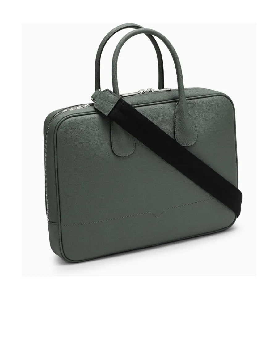 Grained-Texture Zipped Laptop Bag
