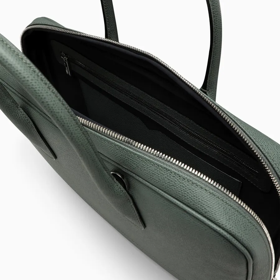 Grained-Texture Zipped Laptop Bag