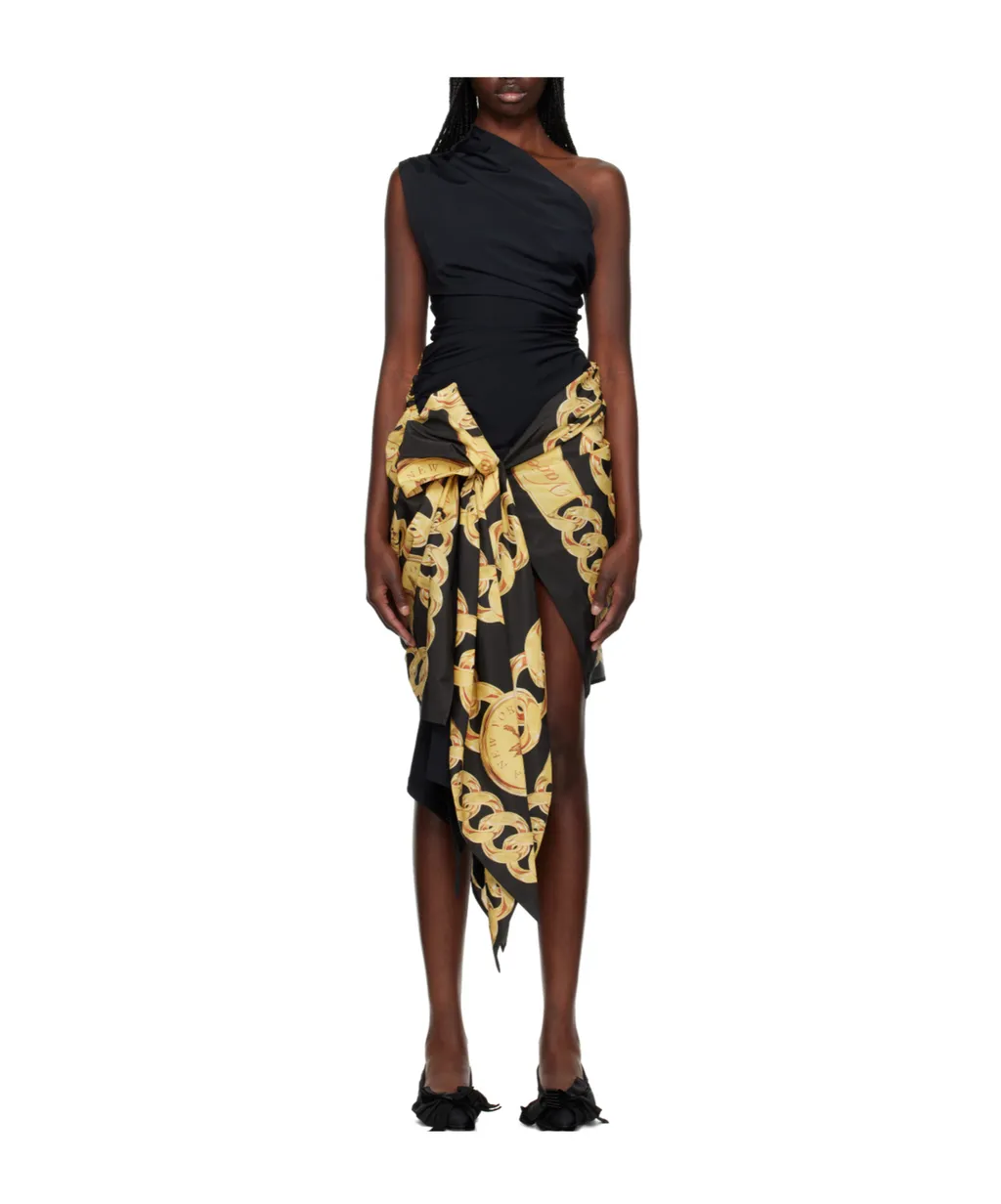 Draped One-Shoulder Dress