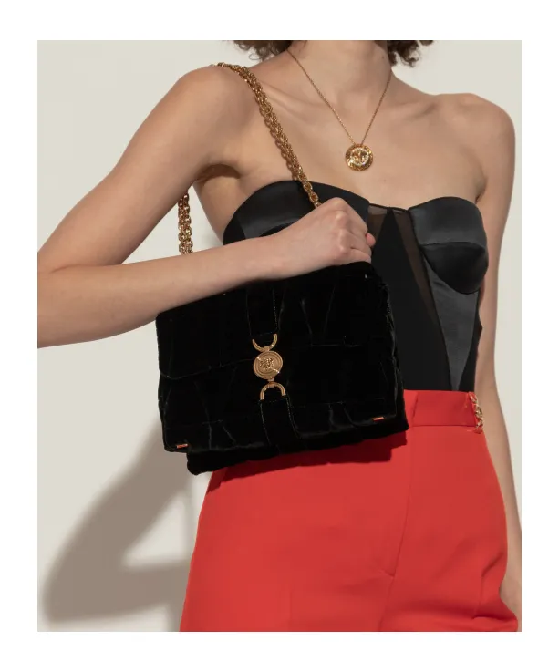 Kleio Chain-Linked Velvet Shoulder Bag