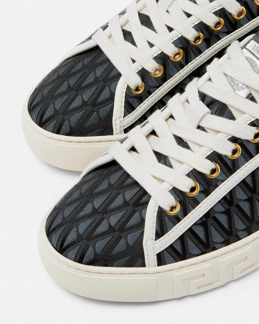 Greca-Pattern Lace-Up Sneakers