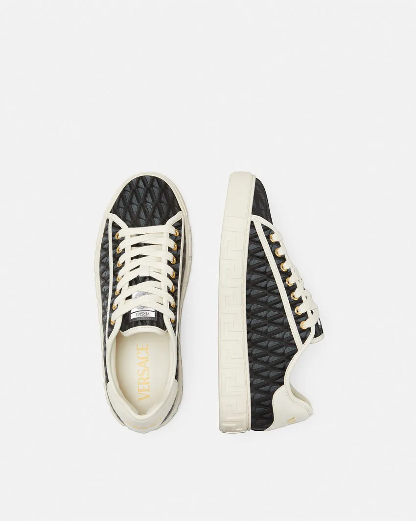 Greca-Pattern Lace-Up Sneakers