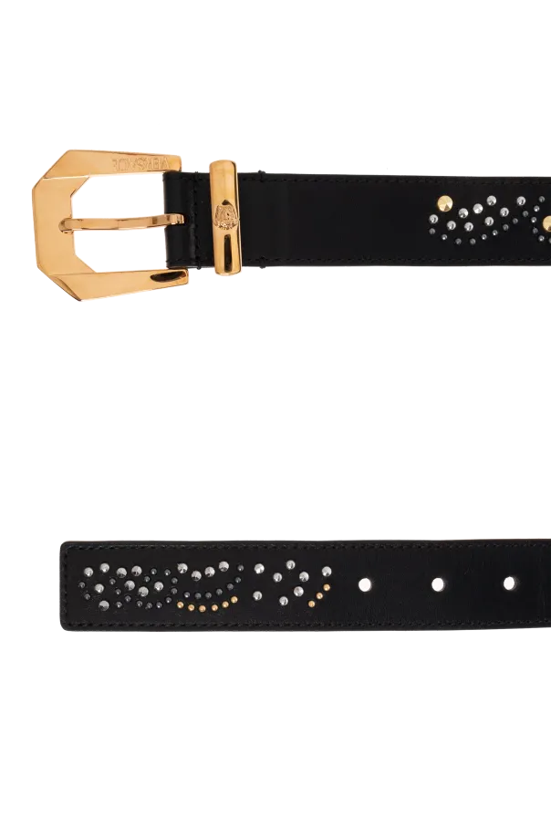 Crystal-Embellished Leather Belt