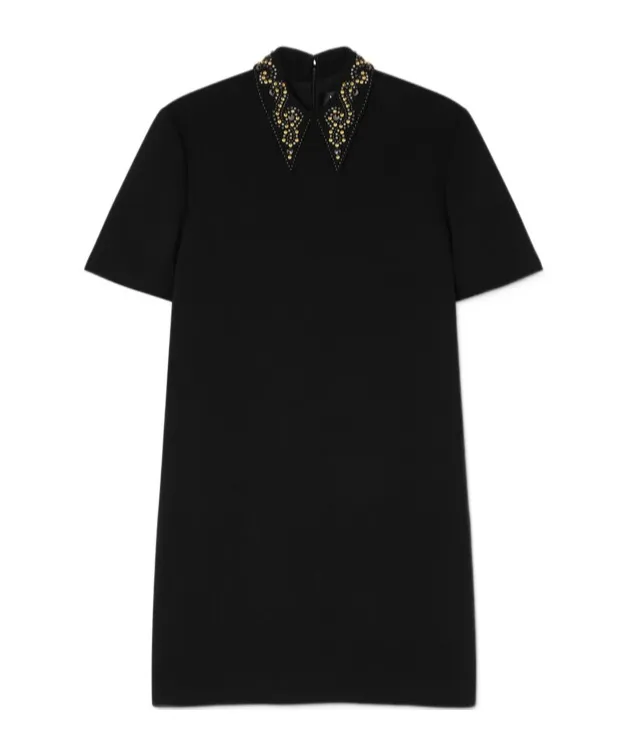 Embellished-Collar Mini Dress