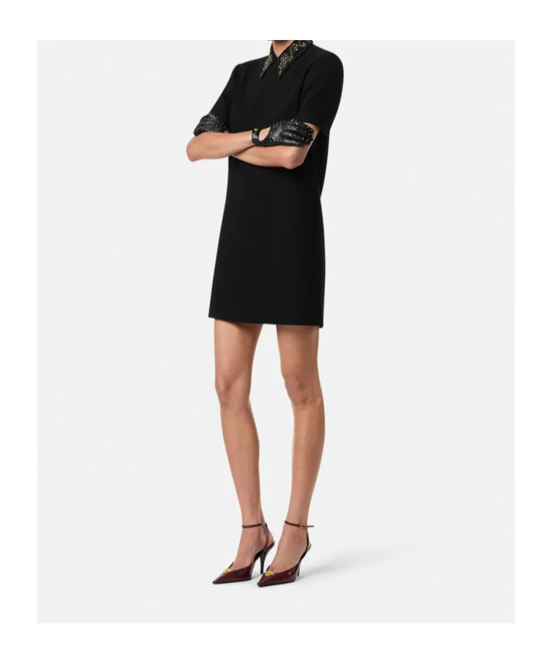 Embellished-Collar Mini Dress