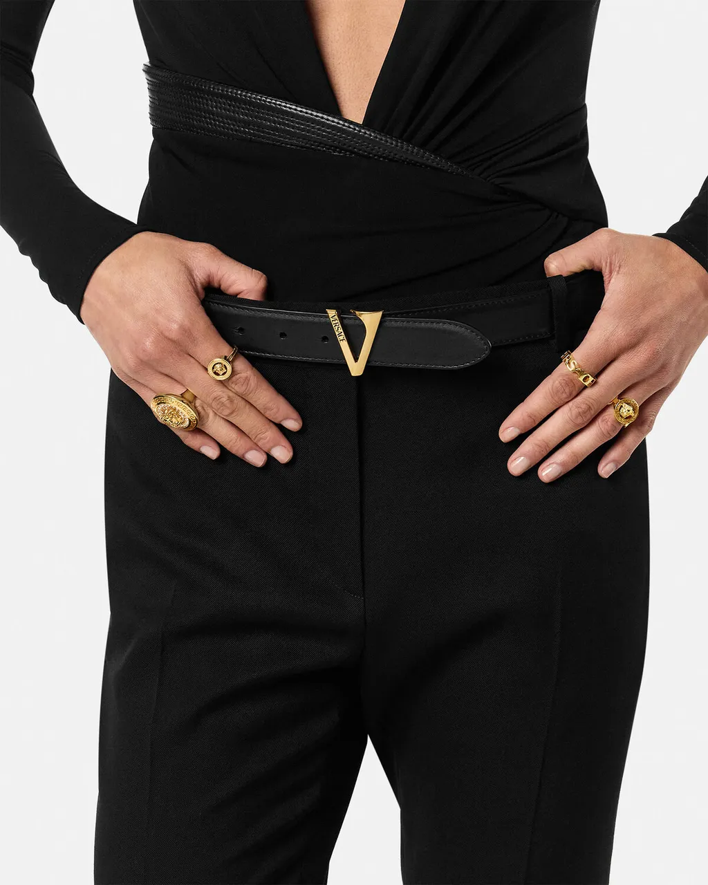 V-Buckle Leather Belt