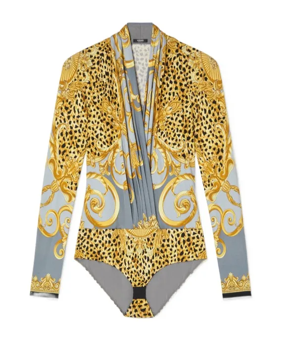 Leopard-Printed Draped Bodysuit