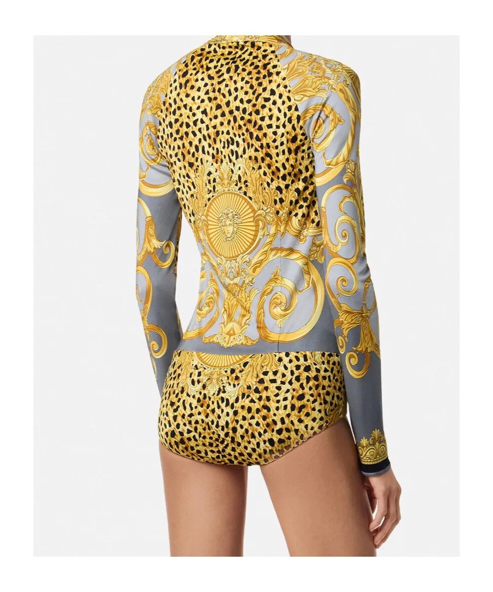 Leopard-Printed Draped Bodysuit