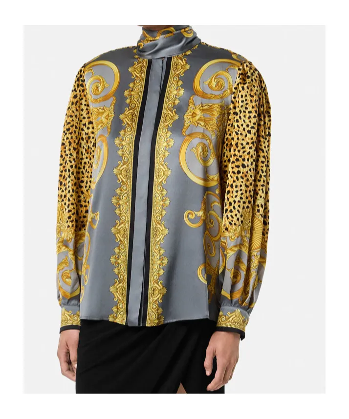 Cheetah Foulard Silk LavalliÈRe Shirt