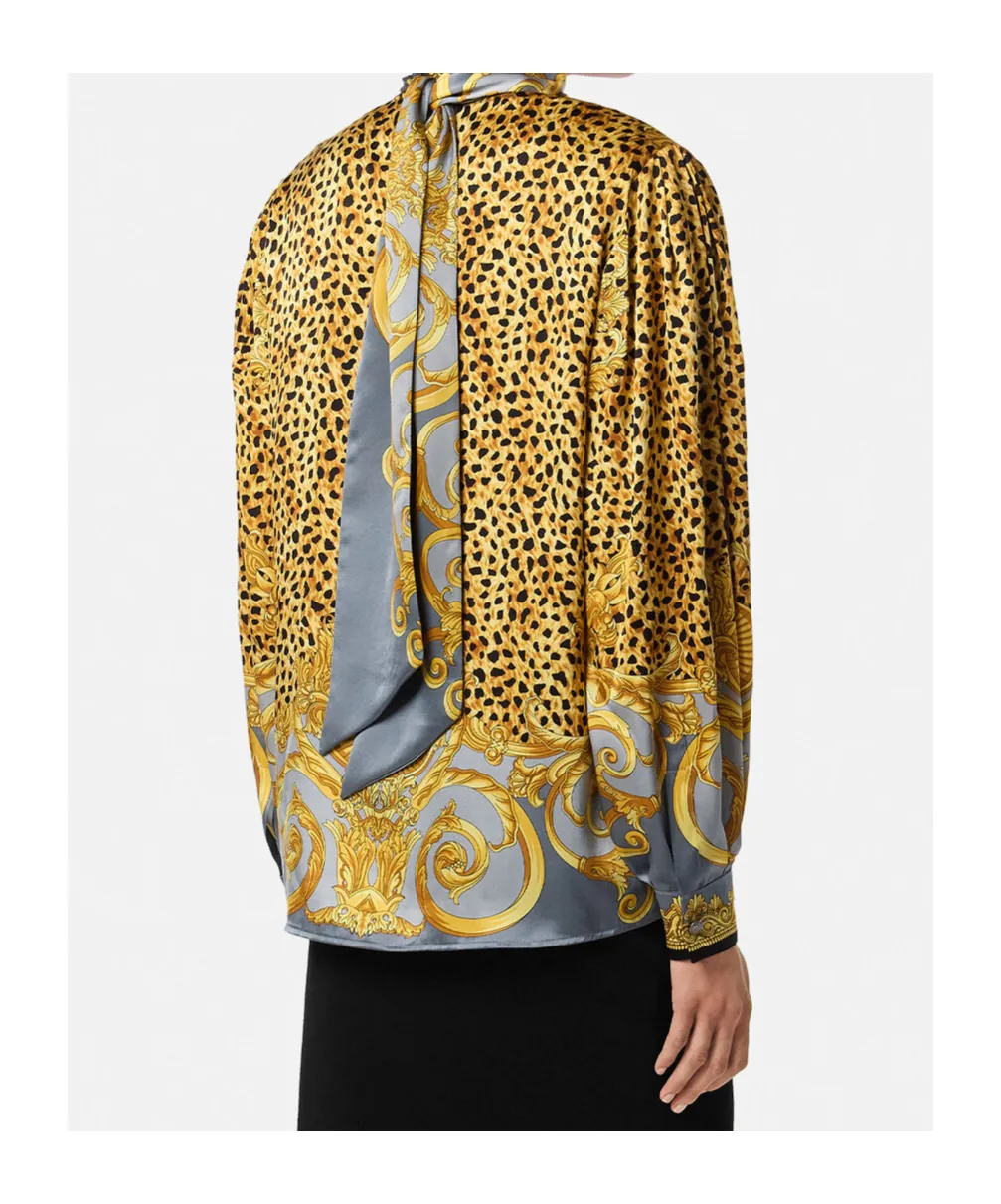 Cheetah Foulard Silk LavalliÈRe Shirt