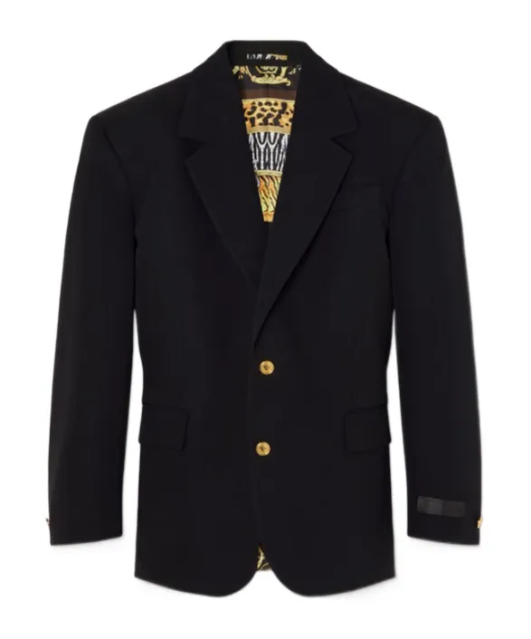 Gold-Button Wool Blazer
