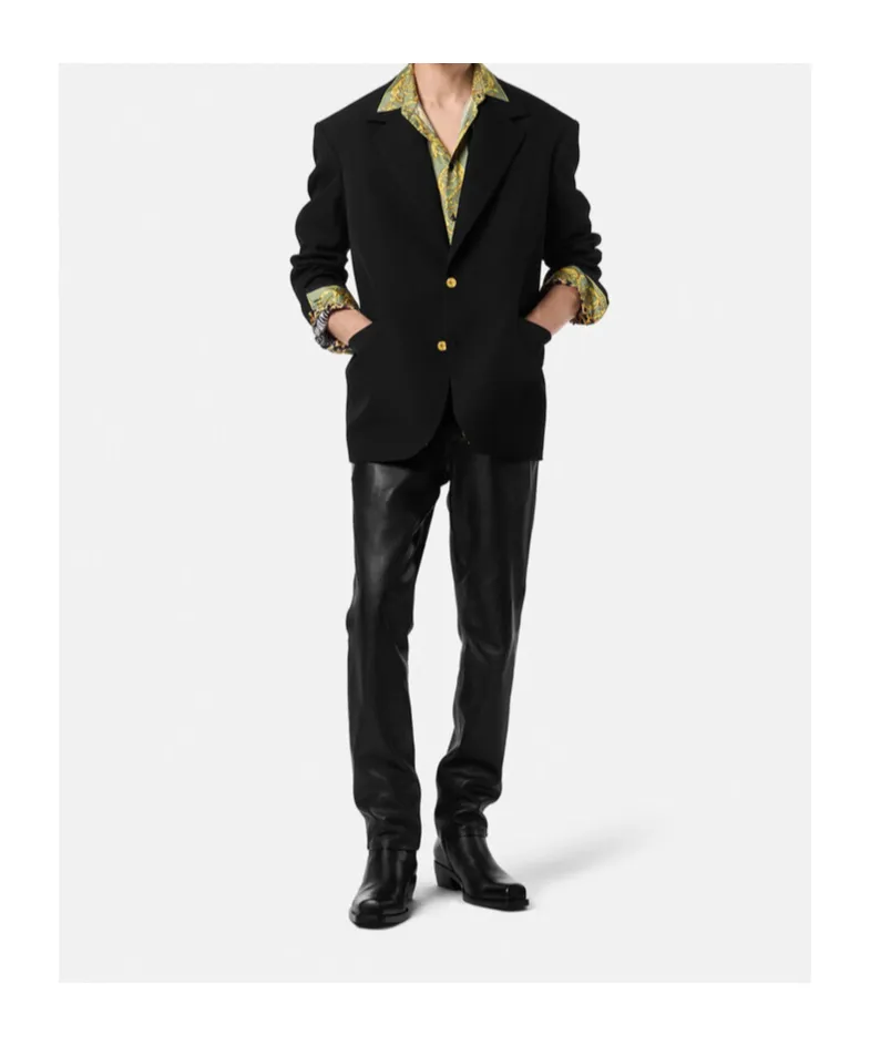 Gold-Button Wool Blazer