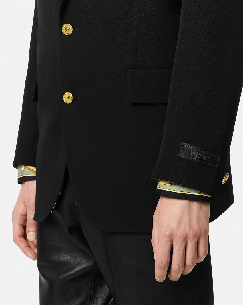 Gold-Button Wool Blazer