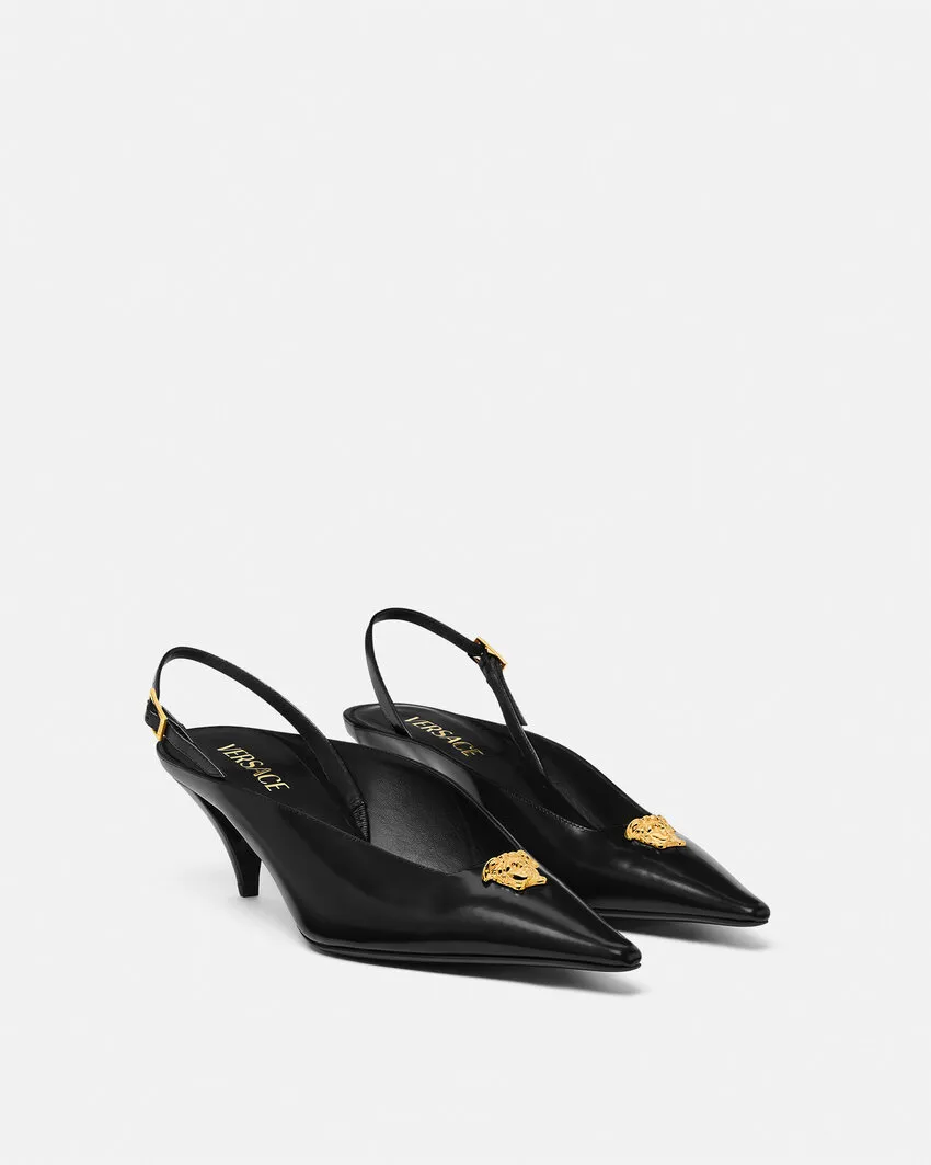 Medusa Head Pointed-Toe Slingbacks