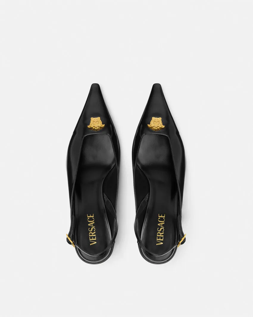 Medusa Head Pointed-Toe Slingbacks