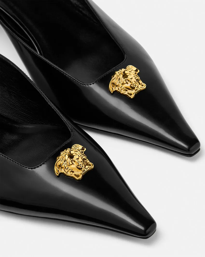 Medusa Head Pointed-Toe Slingbacks