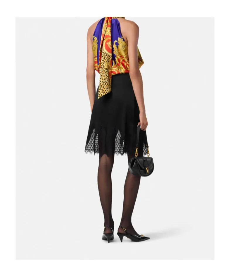 Baroque-Print Halterneck Top
