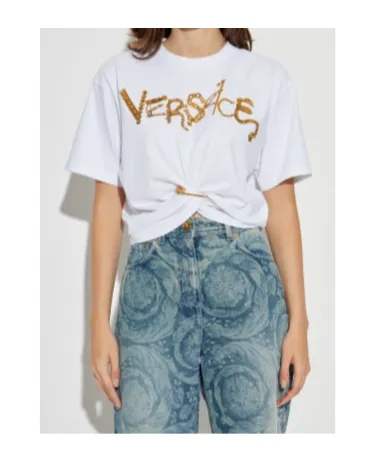 Embellished Knot-Detail T-Shirt
