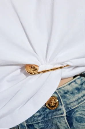 Embellished Knot-Detail T-Shirt