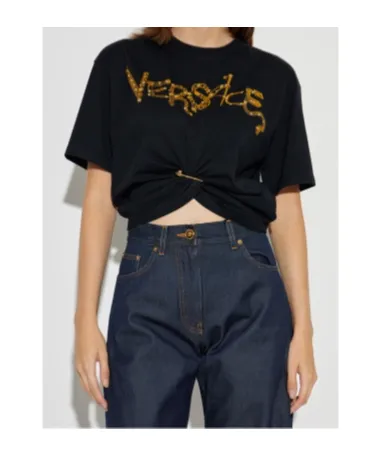 Embellished Knot-Detail T-Shirt