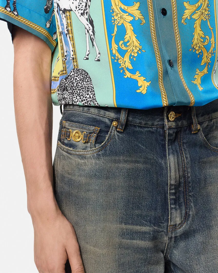 Logo-Plaque Cotton Jeans