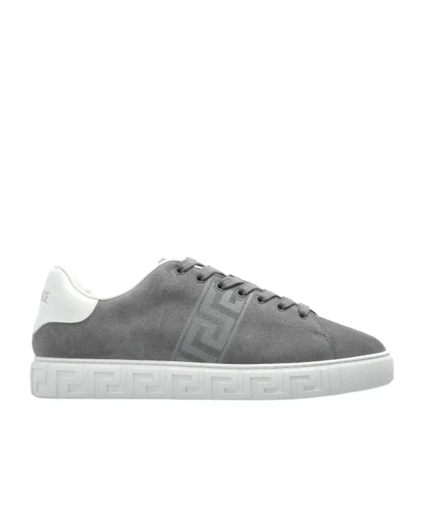 Greca-Embroidered Lace-Up Sneakers