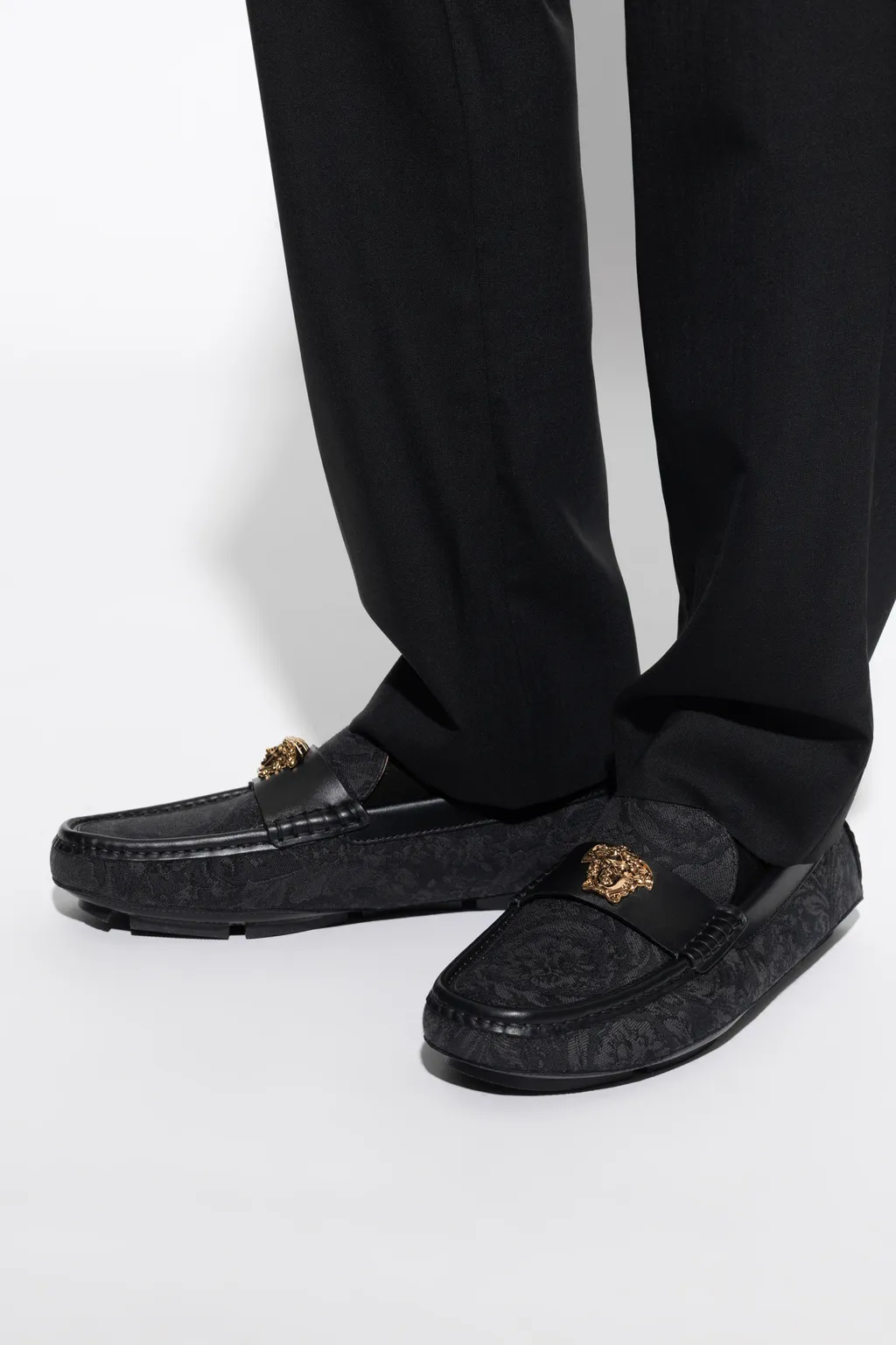 Medusa-Plaque Slip-On Loafers