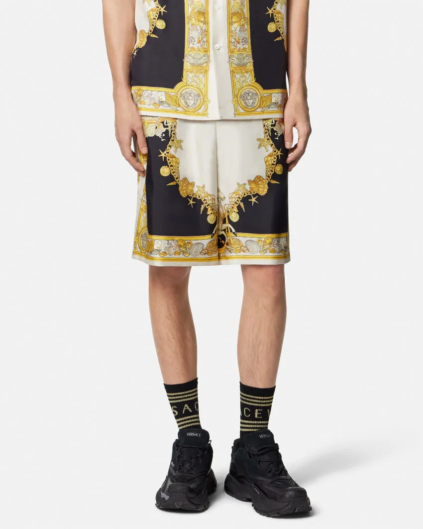 Coral Theatre Printed Elastic-Waist Shorts